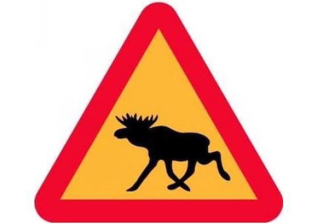 Dit bord waarschuwt voor overstekende elanden en ander wild.