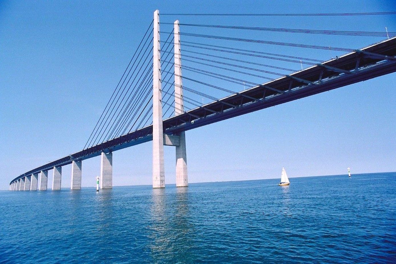 De Öresundsbrug vanaf het water.