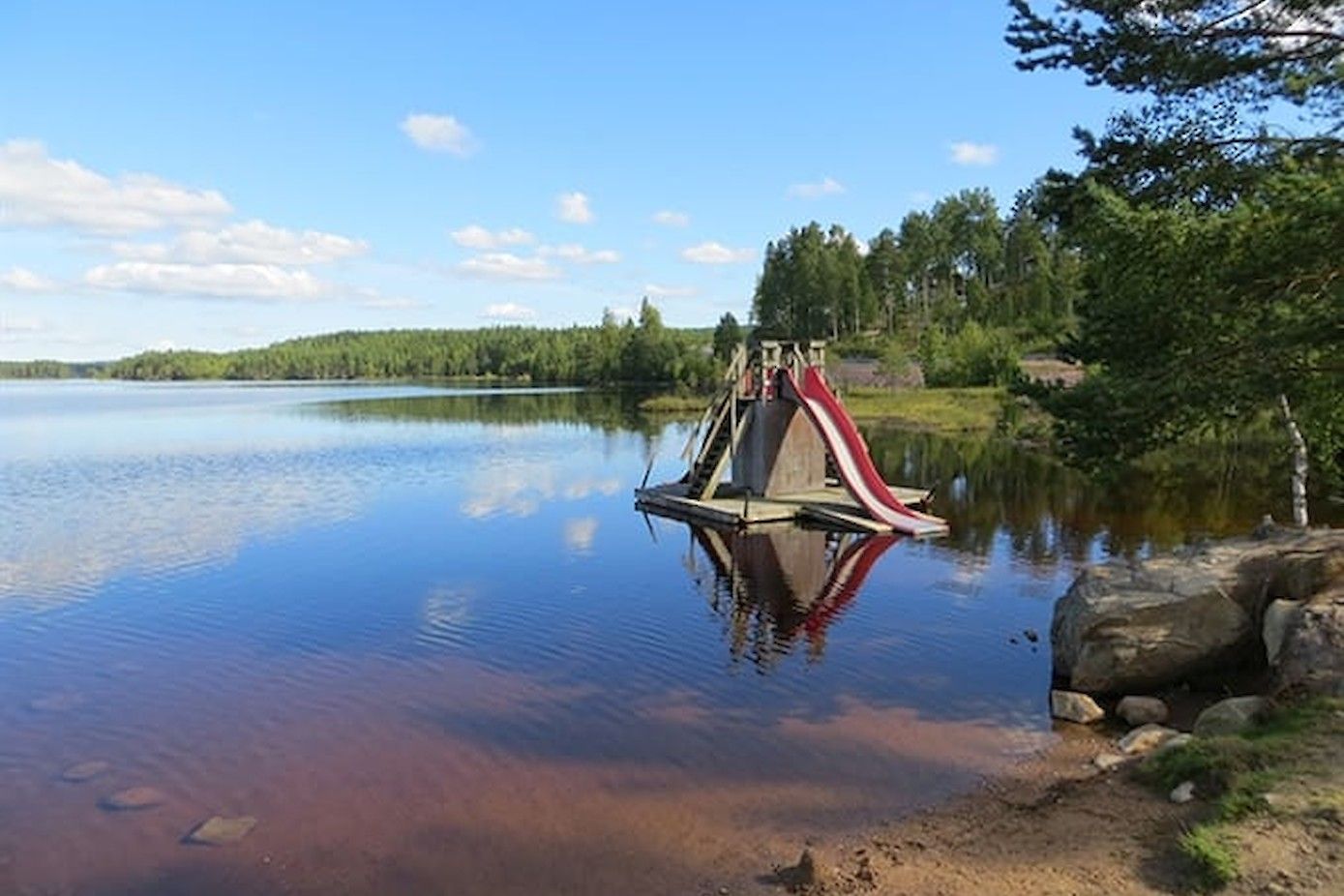 Het meer bij Säfsen resort.