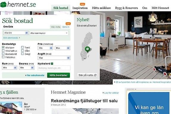 Hemnet is de grootse huizensite van Zweden.