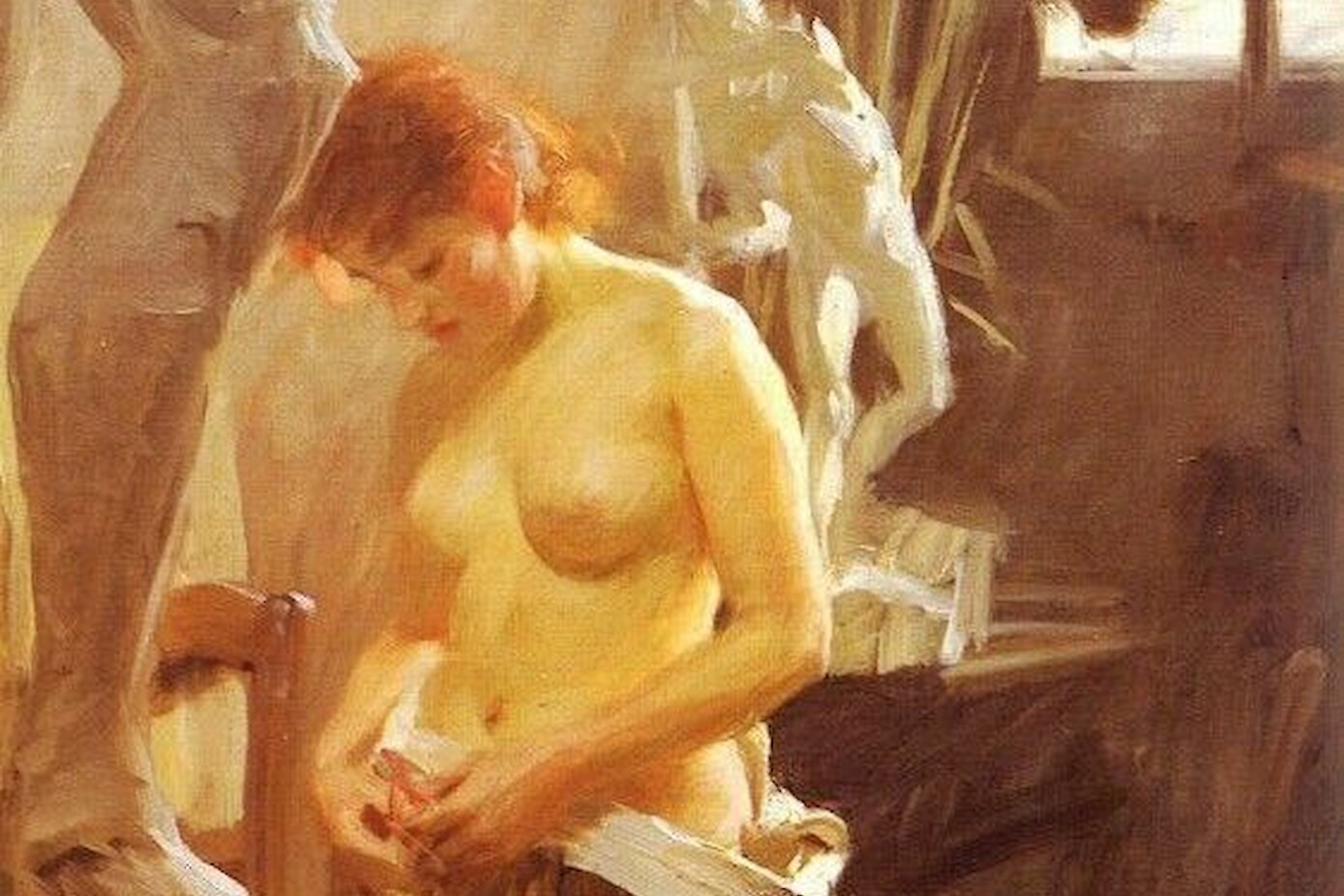 Vrouwlijk naakt: I Wikströms atelje.